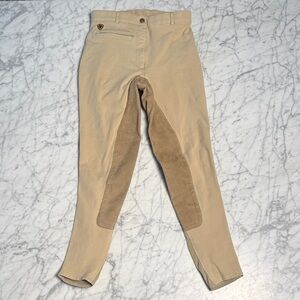 Ariat Sport Women’s Khaki Suede Equestrian Pants Reinforced Seat Thigh Sz 26L